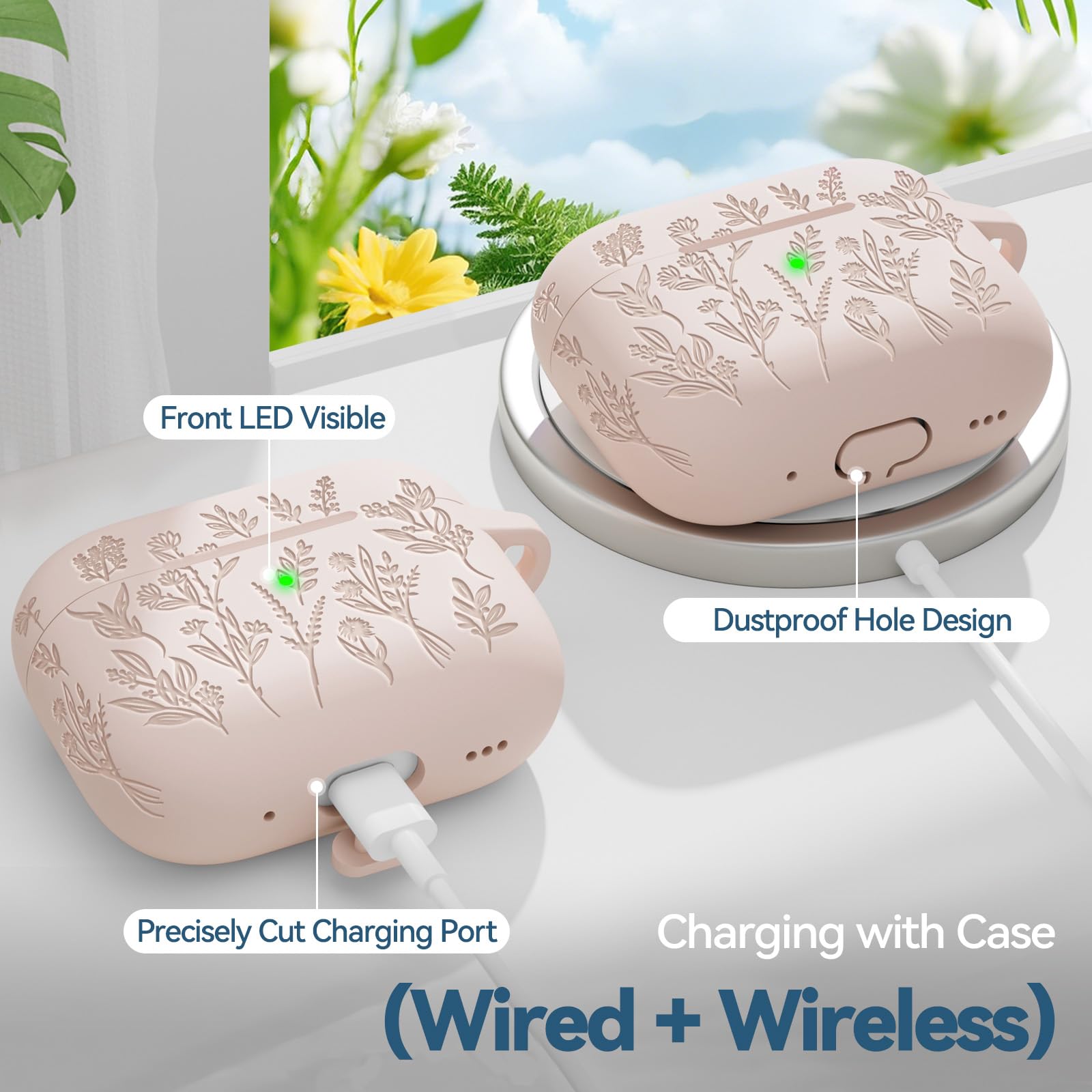 Amazon | Apple AirPods Pro 第2世代/第1世代用 花の刻印入りケース